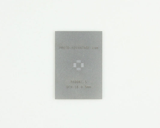 QFN-16 (0.5 mm pitch, 3 x 3 mm body) Stainless Steel Stencil