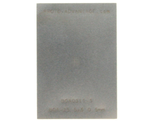 BGA-25 (0.5 mm pitch, 5 x 5 grid) Stainless Steel Stencil