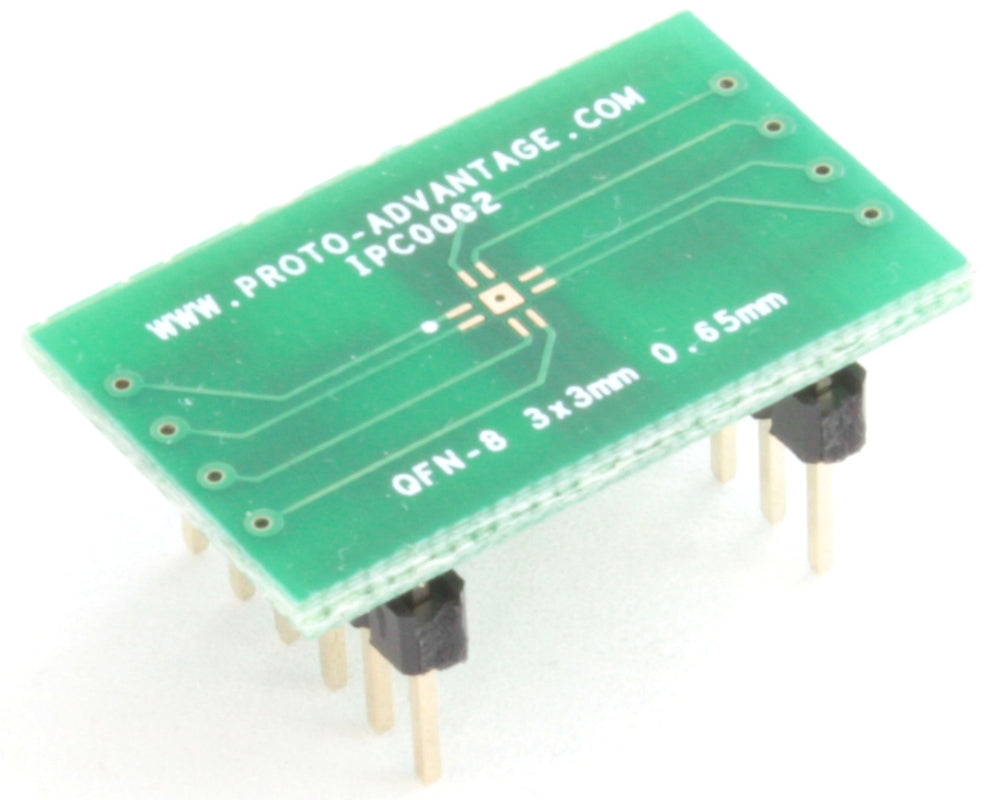 QFN-8 to DIP-12 SMT Adapter (0.65 mm pitch, 3 x 3 mm body, 1.1 x 1.1 mm pad)