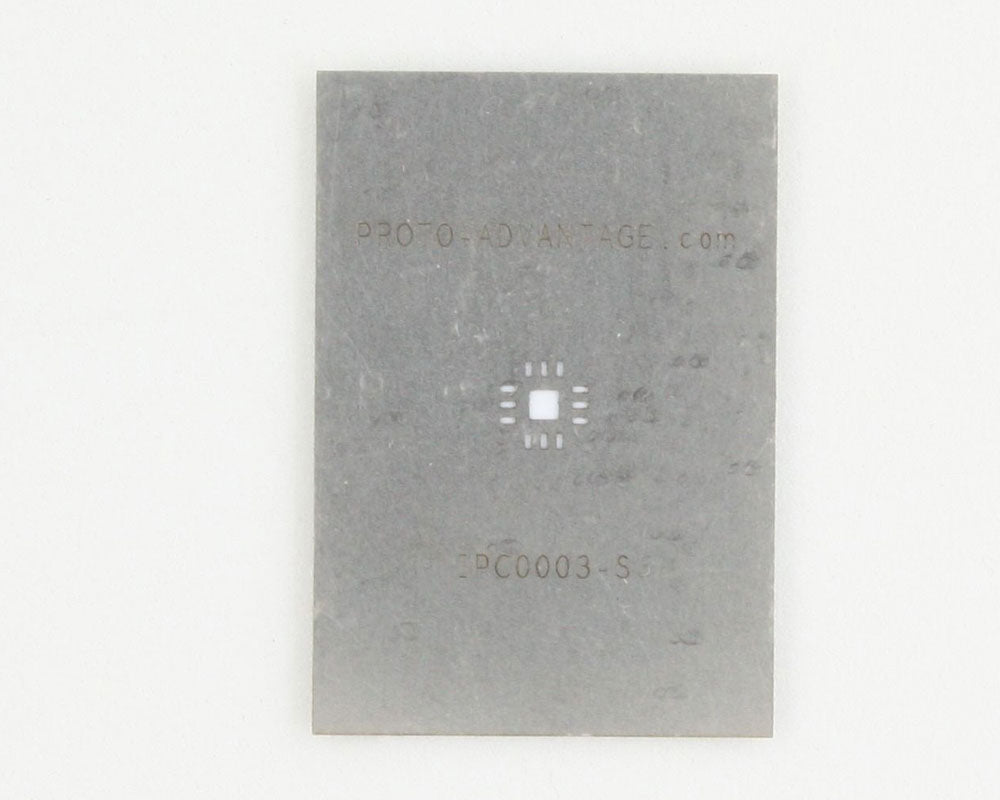 QFN-12 (0.8 mm pitch, 4 x 4 mm body, 2.1 x 2.1 mm pad) Stainless Steel Stencil
