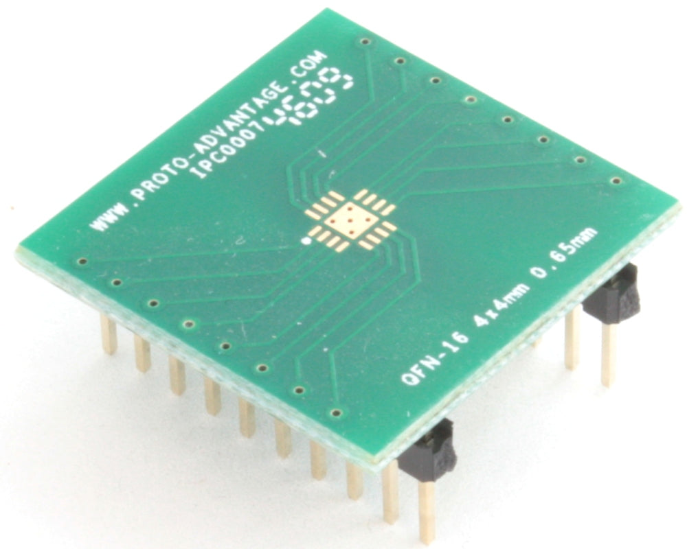QFN-16 to DIP-20 SMT Adapter (0.65 mm pitch, 4 x 4 mm body, 2.1 x 2.1 mm pad)