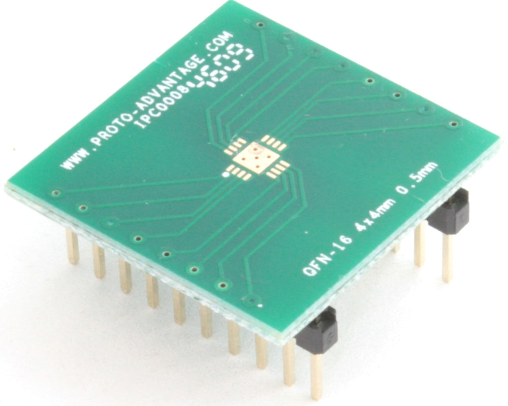 QFN-16 to DIP-20 SMT Adapter (0.5 mm pitch, 4 x 4 mm body, 2.4 x 2.4 mm pad)