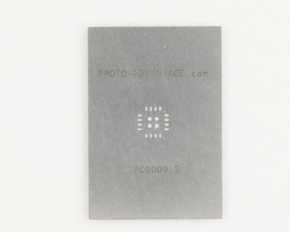 QFN-16 (0.8 mm pitch, 5 x 5 mm body, 2.7 x 2.7 mm pad) Stainless Steel Stencil