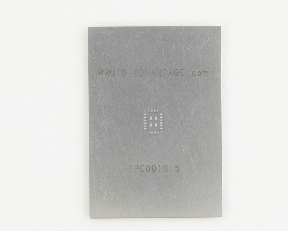 QFN-20 (0.5 mm pitch, 3 x 4 mm body, 1.65 x 2.65 mm pad) Stainless Steel Stencil