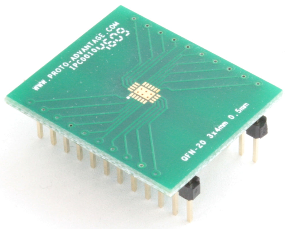 QFN-20 to DIP-24 SMT Adapter (0.5 mm pitch, 3 x 4 mm body, 1.65 x 2.65 mm pad)