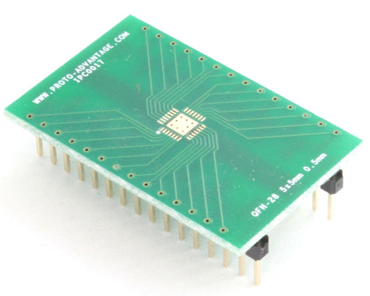 QFN-28 to DIP-32 SMT Adapter (0.5 mm pitch, 5 x 5 mm body, 3.1 x 3.1 mm pad)