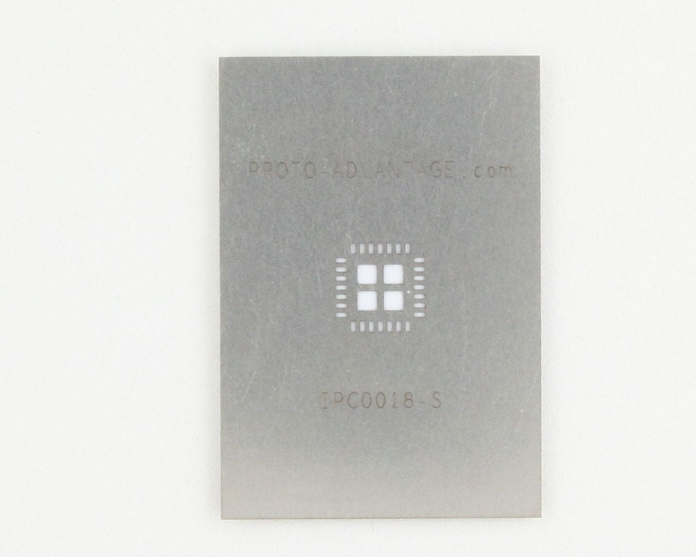 QFN-28 (0.65 mm pitch, 6 x 6 mm body, 4.1 x 4.1 mm pad) Stainless Steel Stencil