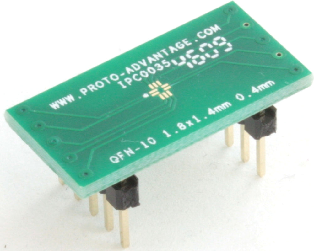 QFN-10 to DIP-10 SMT Adapter (0.4 mm pitch, 1.8 x 1.4 mm body)