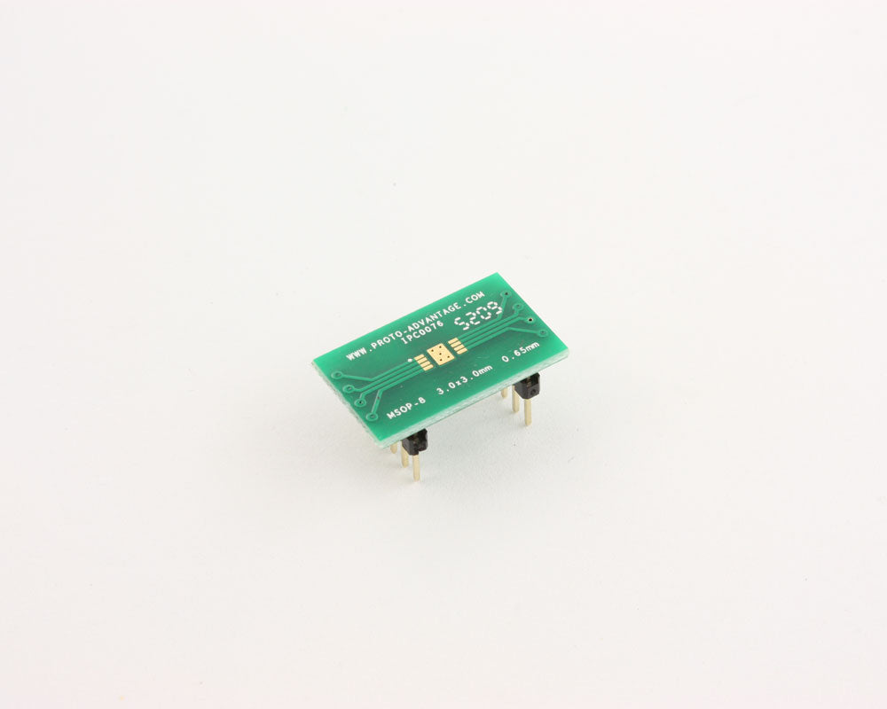 MSOP-8 to DIP-12 SMT Adapter (0.65 mm pitch, 3.0 x 3.0 mm body)