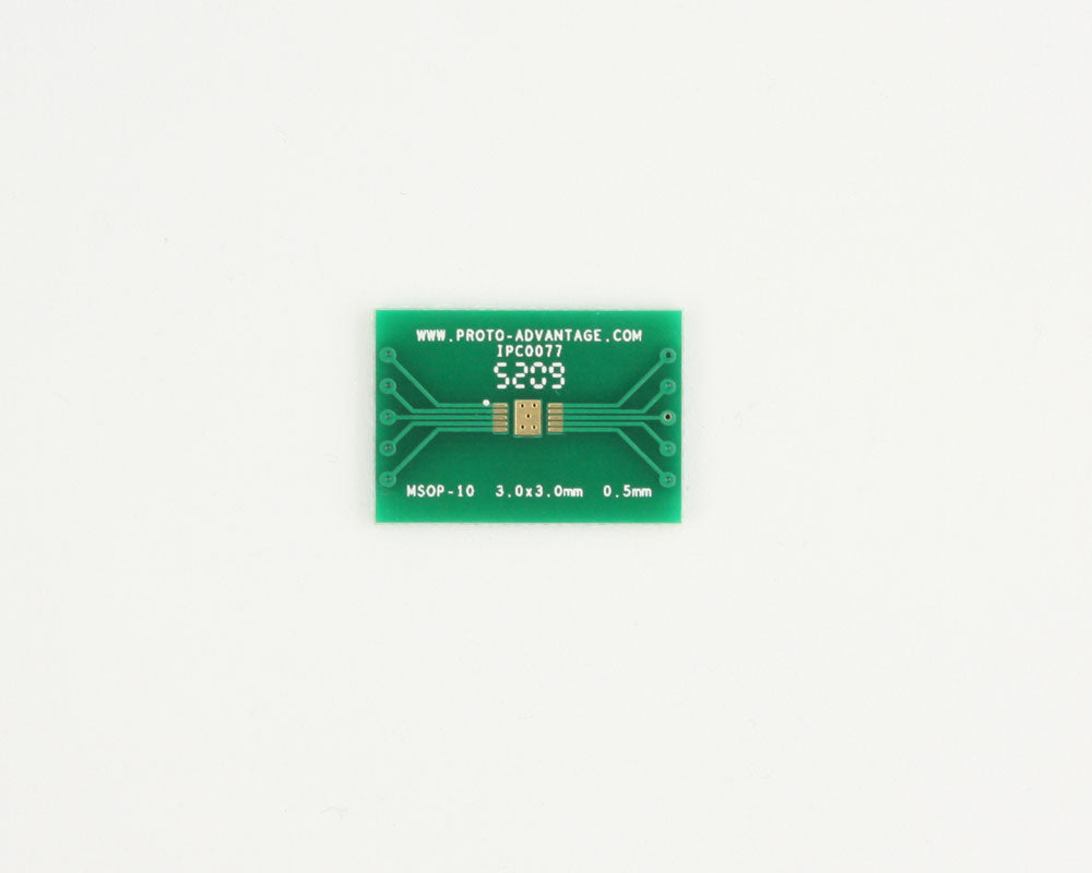 MSOP-10 to DIP-14 SMT Adapter (0.5 mm pitch, 3.0 x 3.0 mm body)