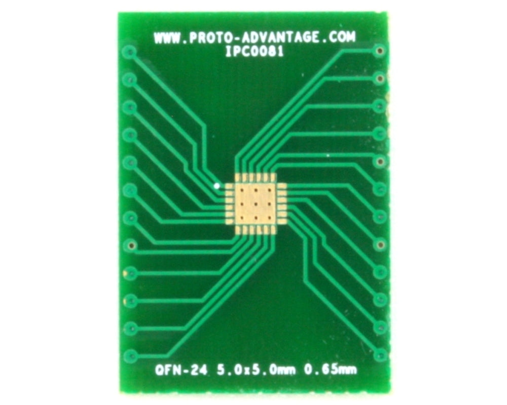 QFN-24 to DIP-28 SMT Adapter (0.65 mm pitch, 5.0 x 5.0 mm body, 3.6 x 3.6 mm pad