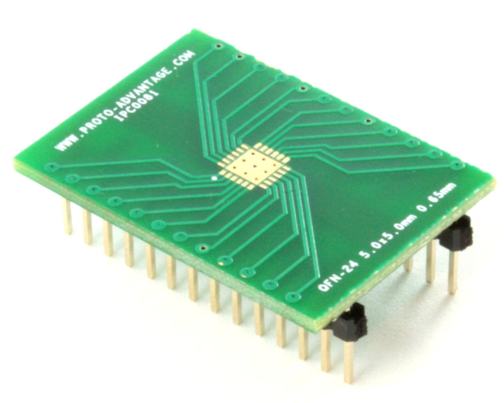 QFN-24 to DIP-28 SMT Adapter (0.65 mm pitch, 5.0 x 5.0 mm body, 3.6 x 3.6 mm pad