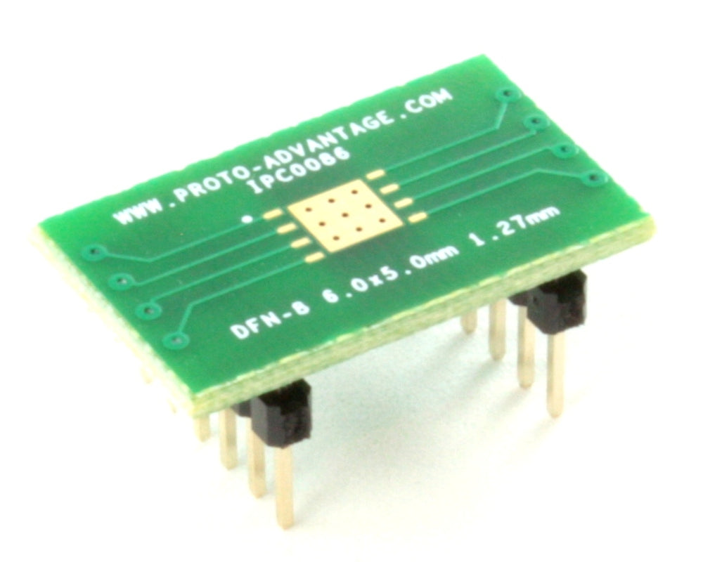 DFN-8 to DIP-12 SMT Adapter (1.27 mm pitch, 6.0 x 5.0 mm body)