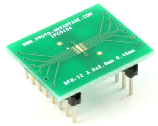 DFN-12 to DIP-16 SMT Adapter (0.45 mm pitch, 3.0 x 2.0 mm body)