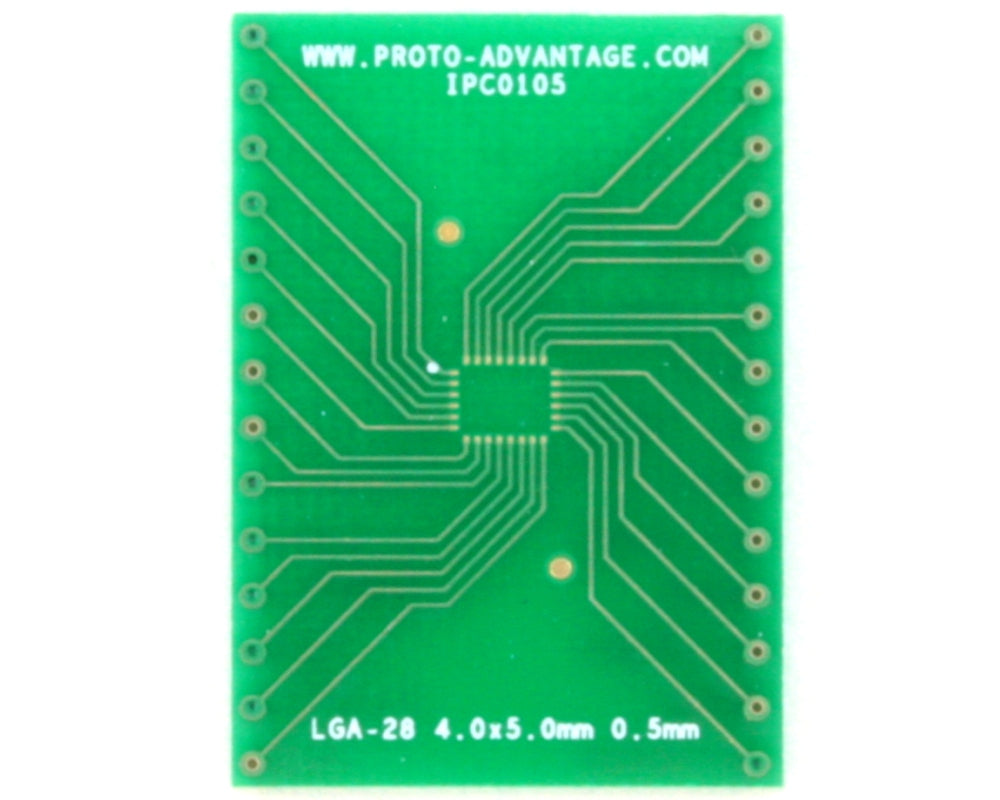 LGA-28 to DIP-28 SMT Adapter (0.5 mm pitch, 4.0 x 5.0 mm body)
