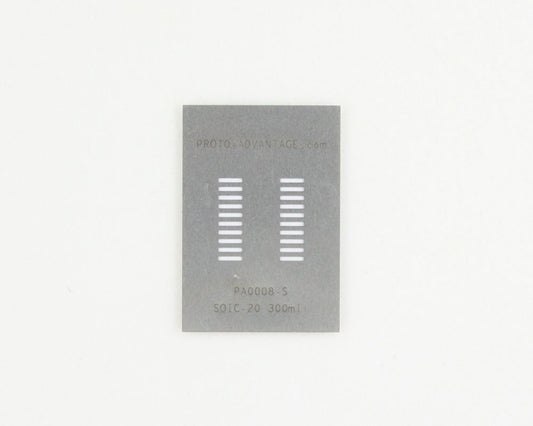 SOIC-20 (1.27 mm pitch, 300 mil body) Stainless Steel Stencil