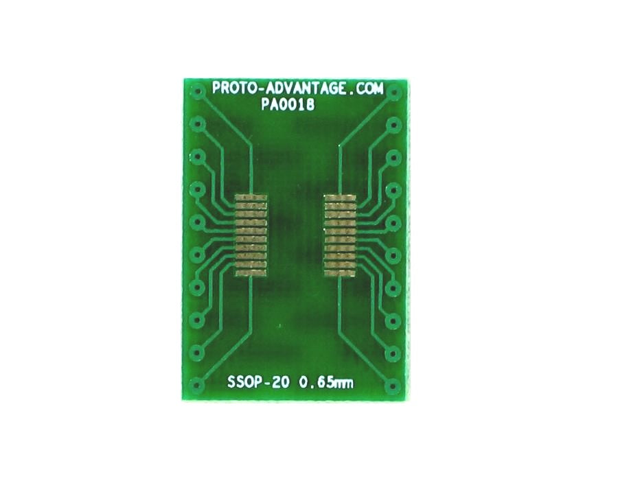 SSOP-20 to DIP-20 SMT Adapter (0.65 mm pitch)