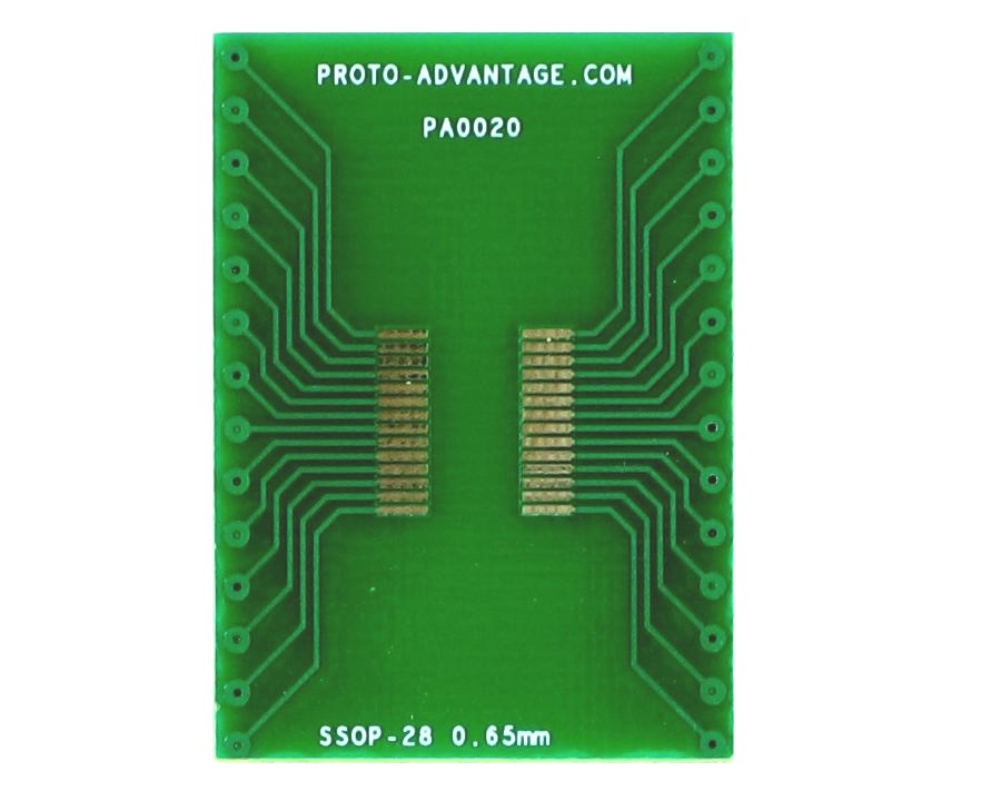 SSOP-28 to DIP-28 SMT Adapter (0.65 mm pitch)