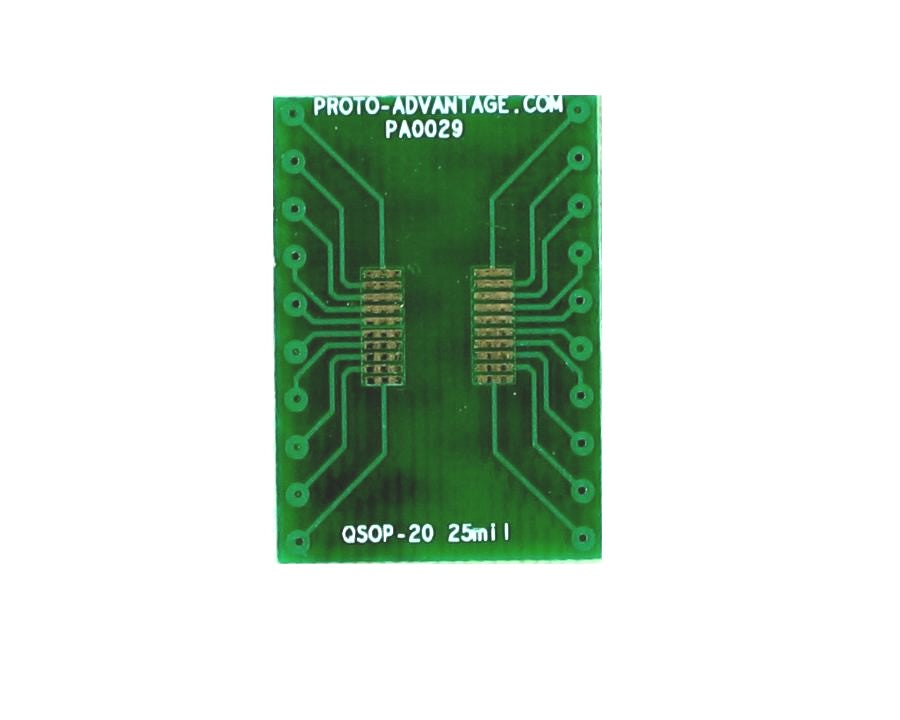 QSOP-20 to DIP-20 SMT Adapter (0.635 mm / 25 mil pitch)
