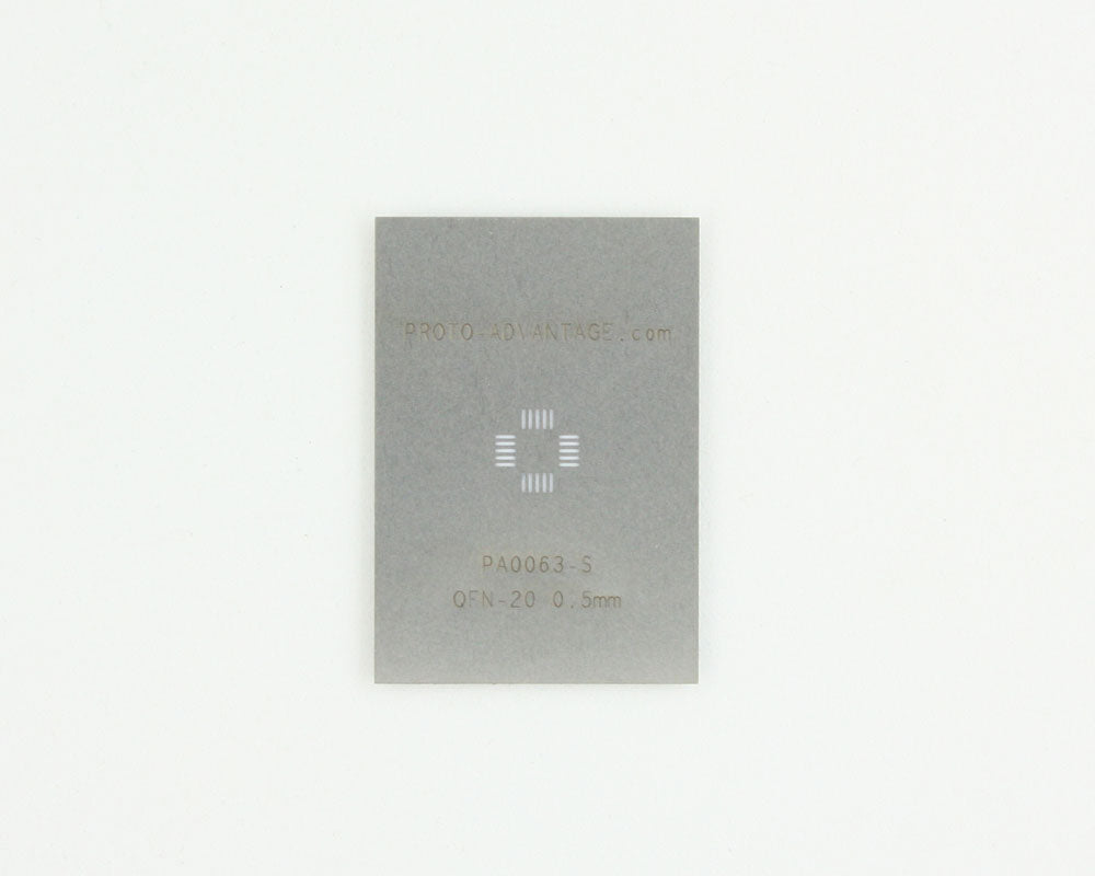 QFN-20 (0.5 mm pitch, 4 x 4 mm body) Stainless Steel Stencil