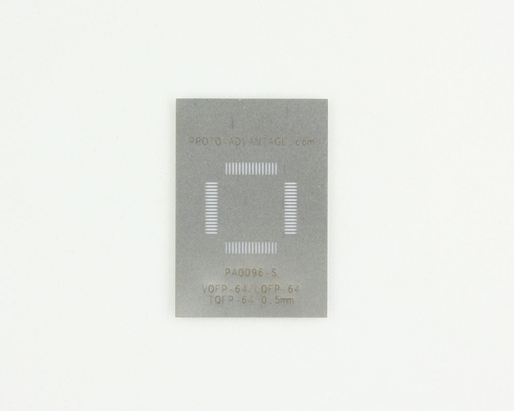 TQFP-64 (0.5 mm pitch, 10 x 10 mm body) Stainless Steel Stencil