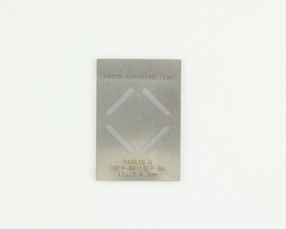 TQFP-80 (0.5 mm pitch, 12 x 12 mm body) Stainless Steel Stencil