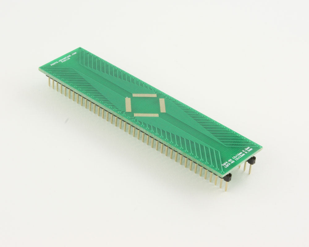 TQFP-80 to DIP-80 SMT Adapter (0.5 mm pitch, 12 x 12 mm body)