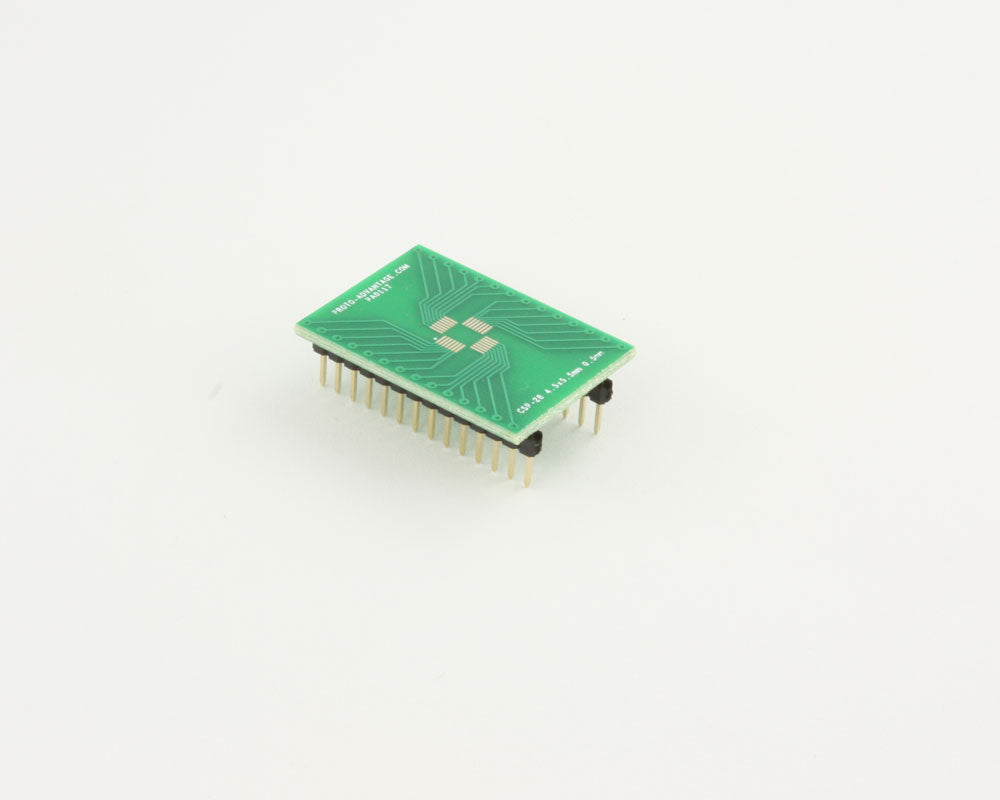 CSP-28 to DIP-28 SMT Adapter (0.5 mm pitch, 4.5 x 5.5 mm body)