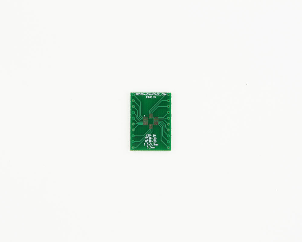 UCSP-20 to DIP-20 SMT Adapter (0.5 mm pitch, 3.5 x 3.5 mm body)